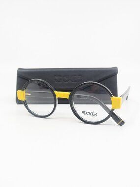 Becker BL 2835 47mm Black & Yellow, Round Trendy Fashion Italian New Eyeglasses.